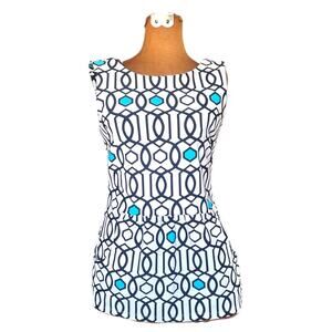 Jude Connally Sz S Graphic Print Peplum Top Stretch Career Casual Preppy Classic